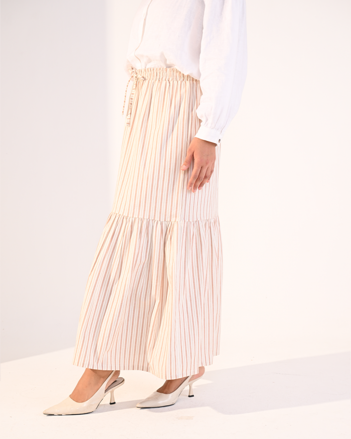EVIE STRIPE SKIRT IN BROWN
