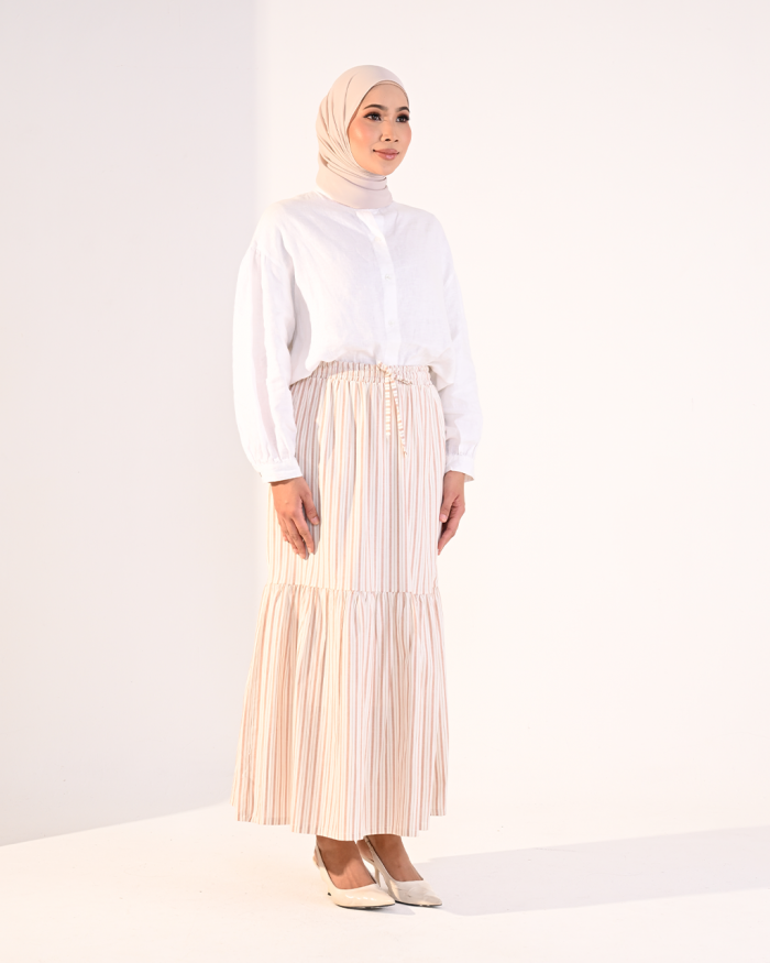 EVIE STRIPE SKIRT IN BROWN