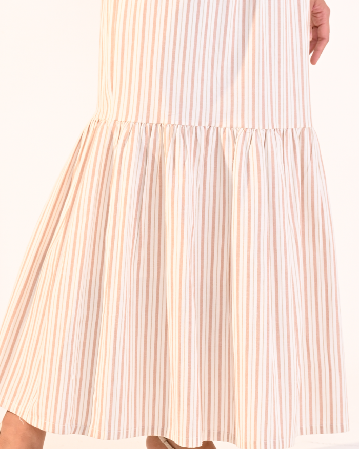 EVIE STRIPE SKIRT IN BROWN