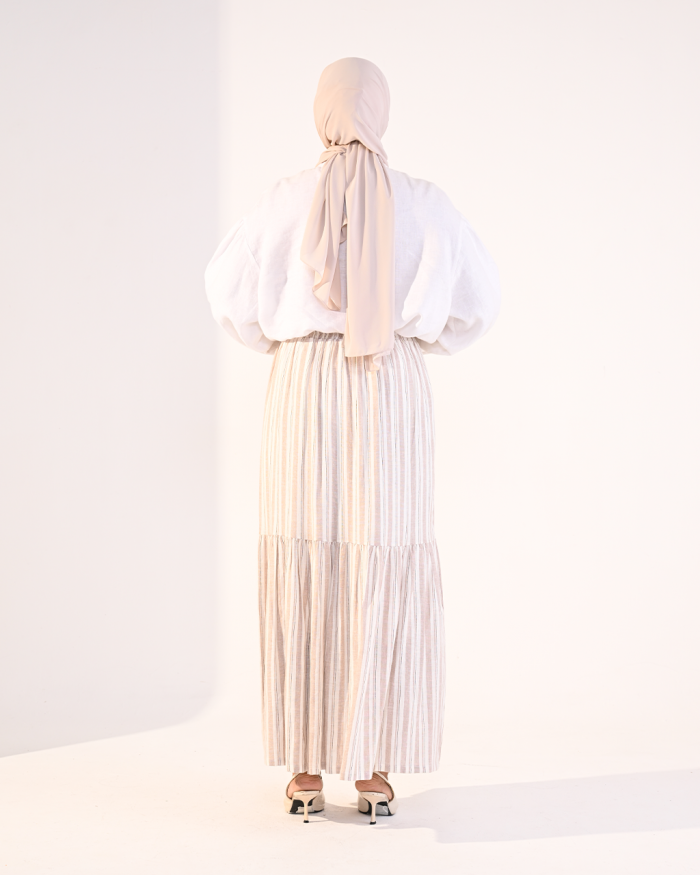 EVIE STRIPE SKIRT IN MOCHA