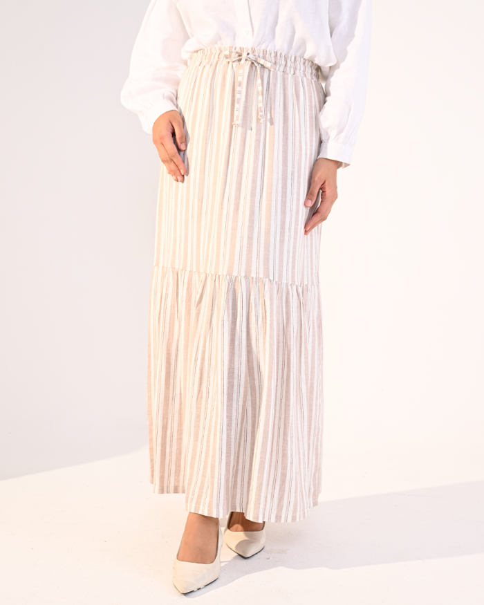 EVIE STRIPE SKIRT IN MOCHA