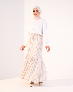 EVIE STRIPE SKIRT IN MOCHA