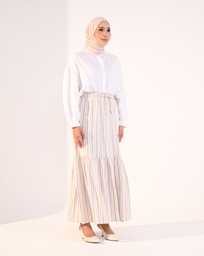EVIE STRIPE SKIRT IN MOCHA