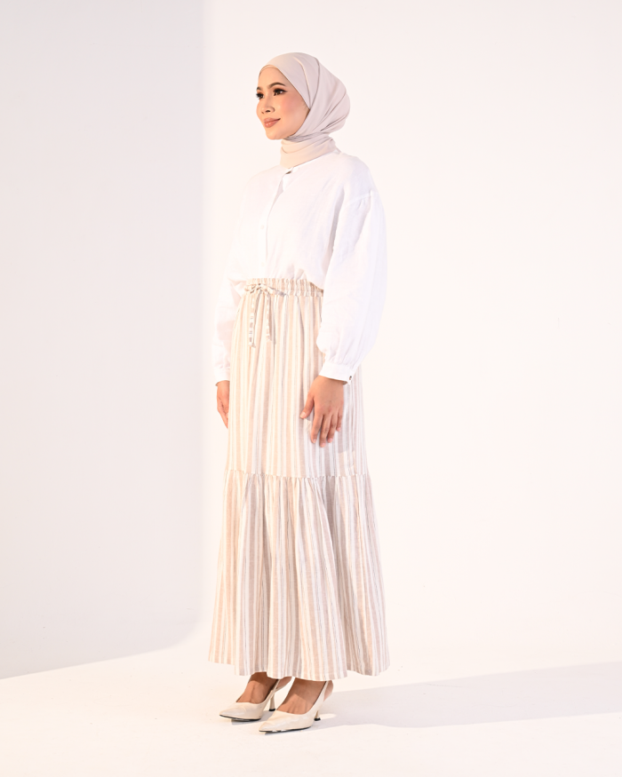 EVIE STRIPE SKIRT IN MOCHA