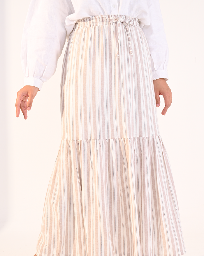EVIE STRIPE SKIRT IN MOCHA