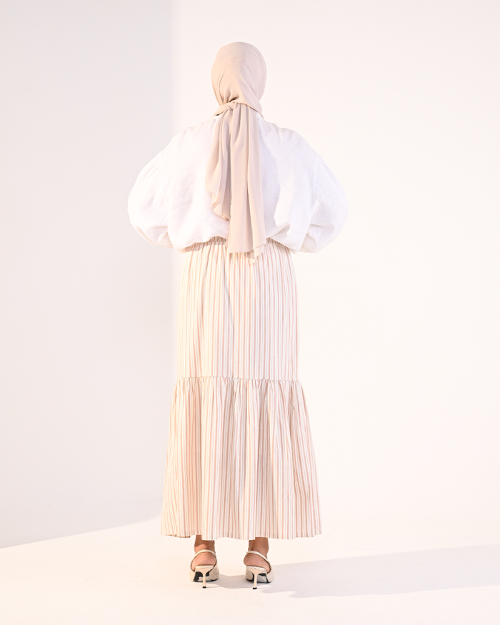 EVIE STRIPE SKIRT IN BROWN