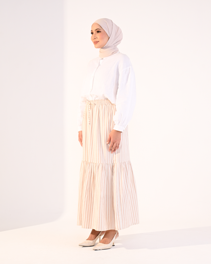 EVIE STRIPE SKIRT IN BROWN