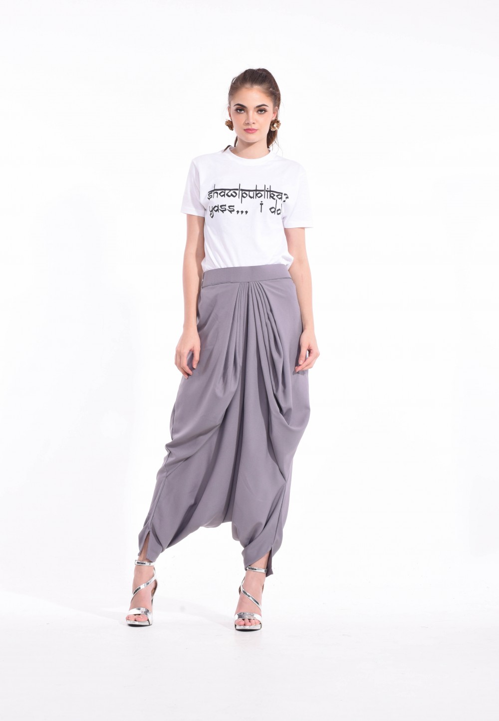 MAHARANI PANTS OXFORD QUARTER DARK GREY