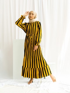 LASELLE DRESS IN BLACK YELLOW