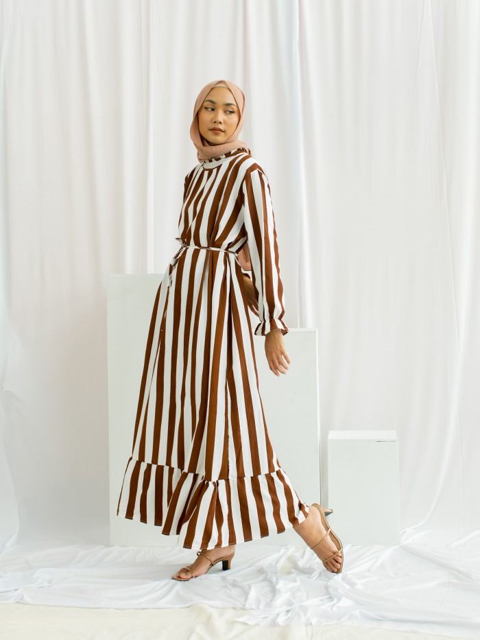 LASELLE DRESS IN WHITE BROWN