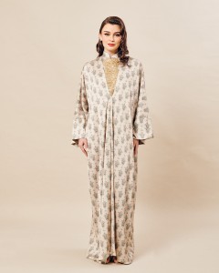 MATHIRA LONG CAFTAN IN OLIVE GOLD