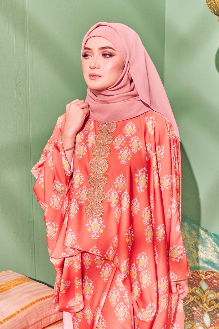 MEENAKSHI CAFTAN IN CORAL