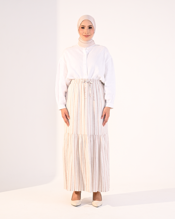 EVIE STRIPE SKIRT IN MOCHA
