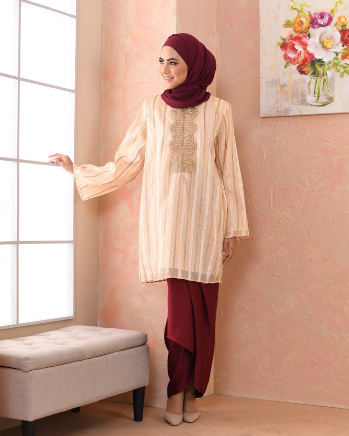 NIDDHI 3.0  NUDE STRIPE MAROON