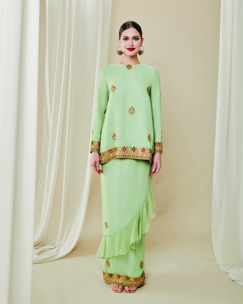 DEF SHEETAL SAREE KURUNG IN MINT GREEN