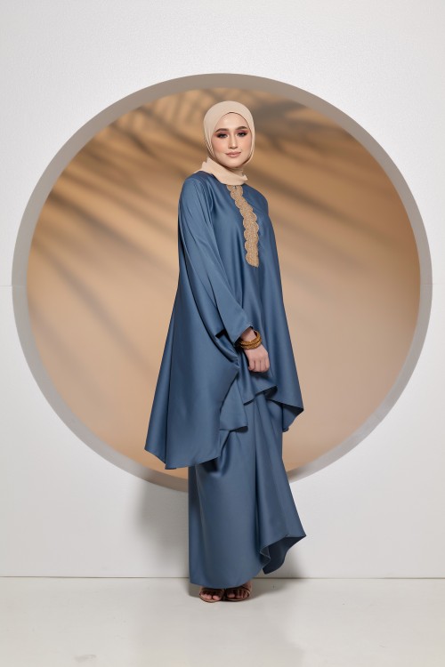 RANI CAFTAN IN STEEL BLUE