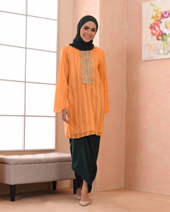 NIDDHI 3.0  STRIPES ORANGE DARK GREEN