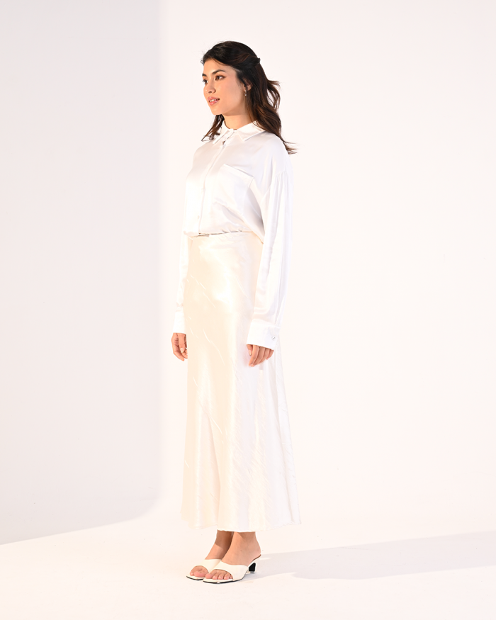 CAMRYN SKIRT IN PEARL WHITE