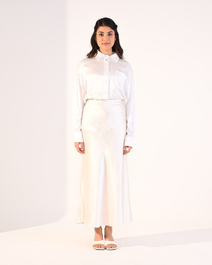 CAMRYN SKIRT IN PEARL WHITE