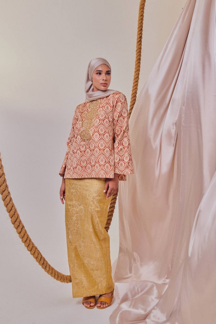 KANIKHA KURUNG KEDAH IN ORANGE GOLD