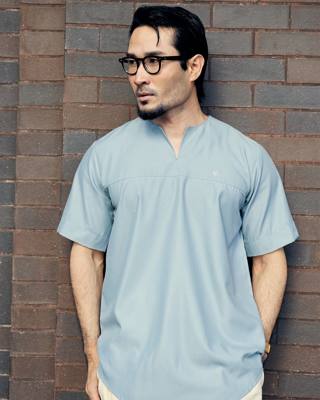 KURTA BADR IN GREYISH BLUE