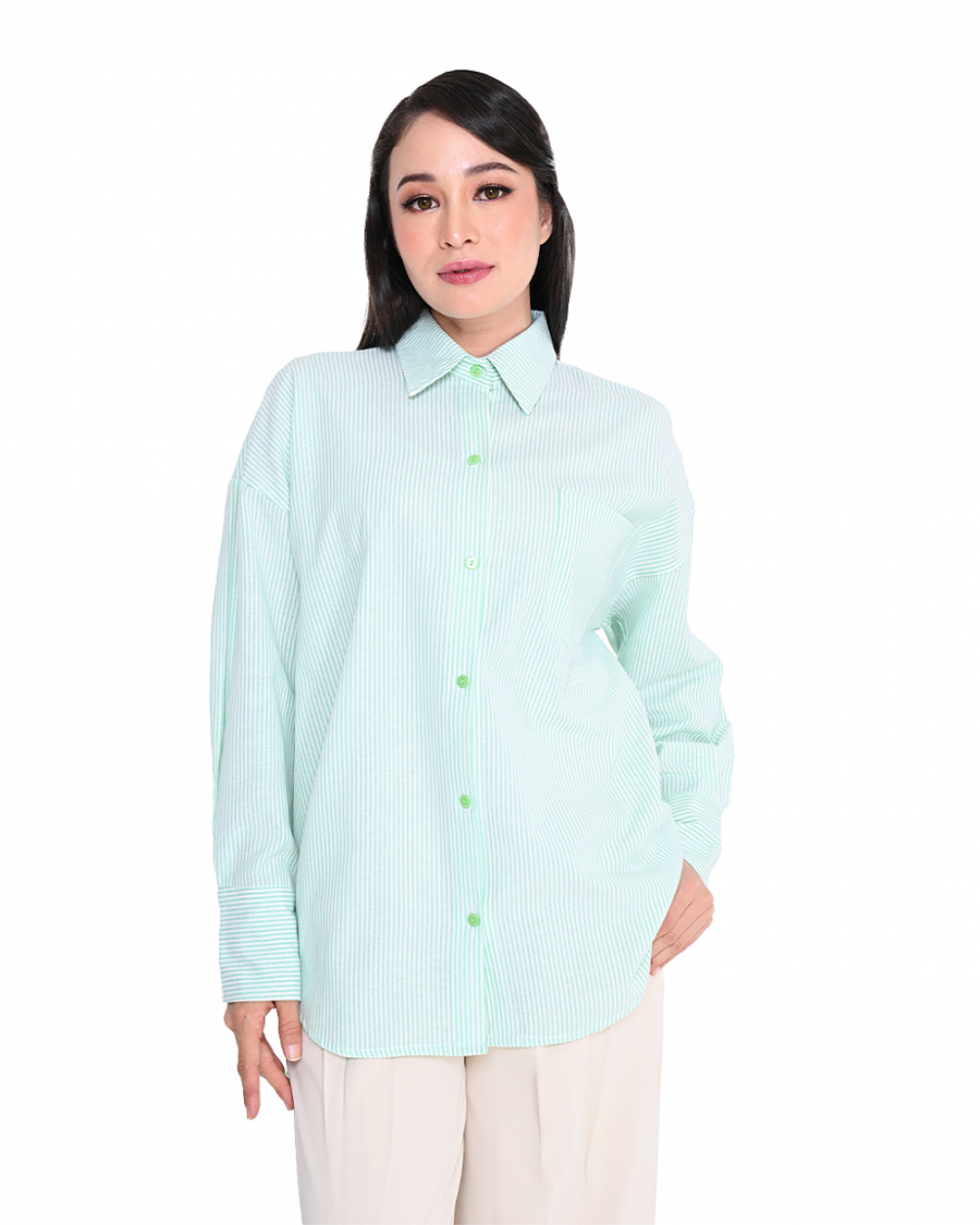 BALLERIA STRIPES SHIRT IN  GREEN